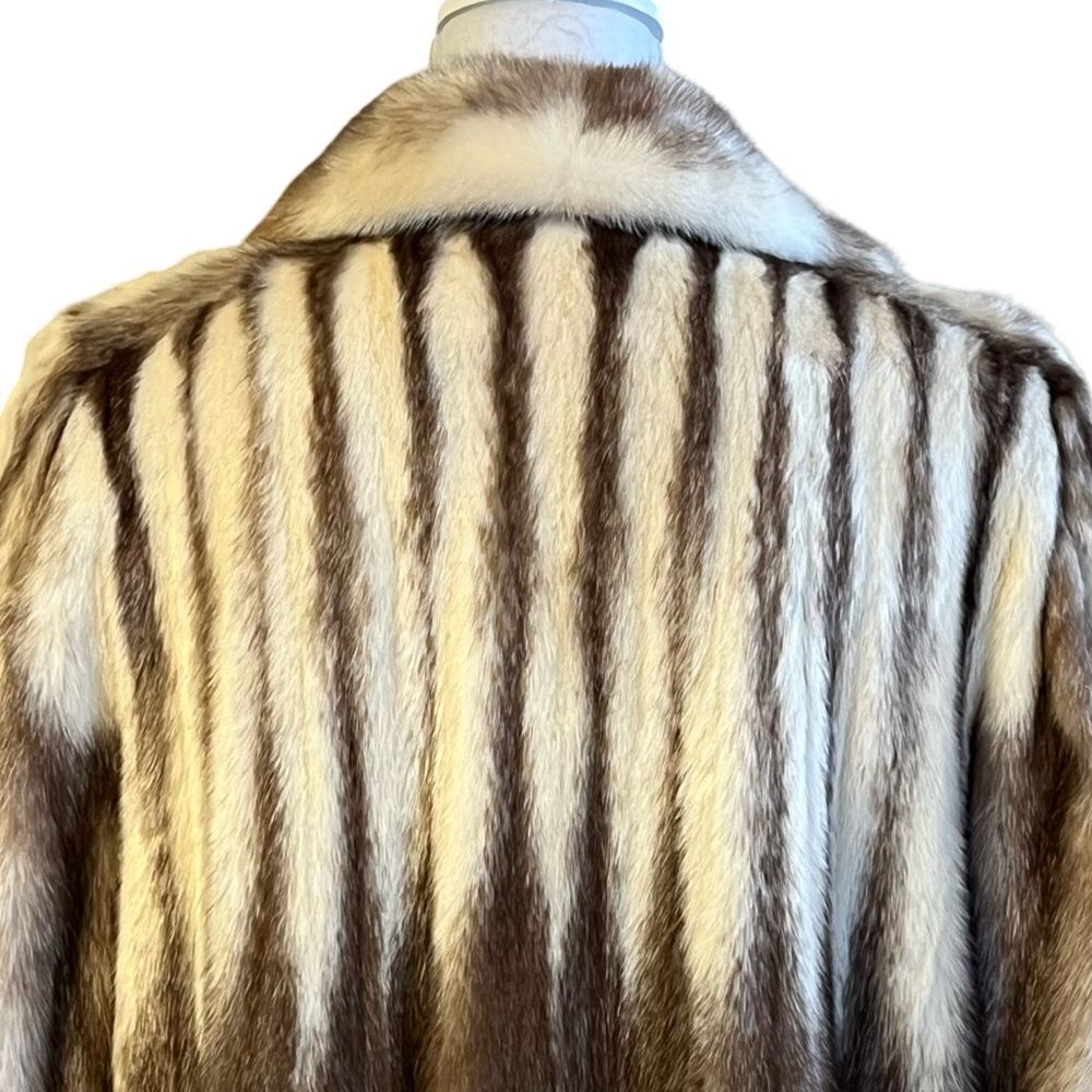 Saga Mink Natural Let Out Brown Cross Female Mink Fur Coat Size M Genuine Womens - Picture 6 of 14